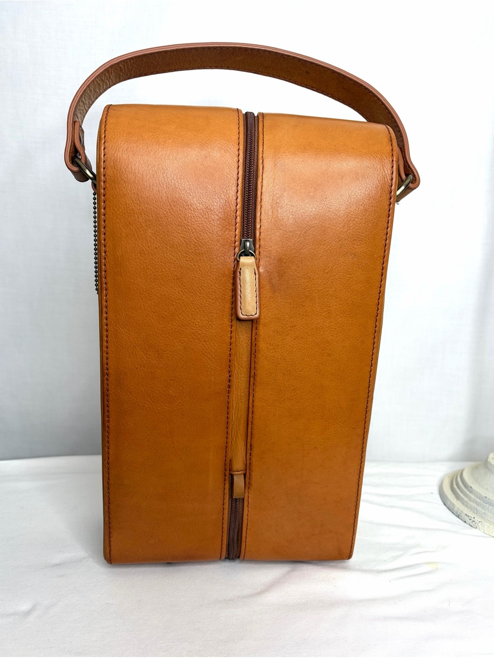 Clava Leather Two Bottle Wine Carrier - Tan